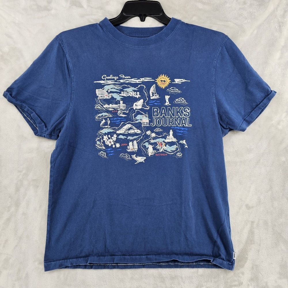 Banks Journal Greetings From Shirt Size Small‎ Blue Graphic T-shirt